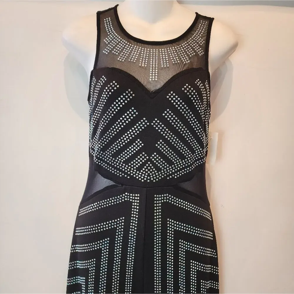 New‎ J. Our Rhinestone Jumpsuit Party Wedding Special Event Black Silver Size M
